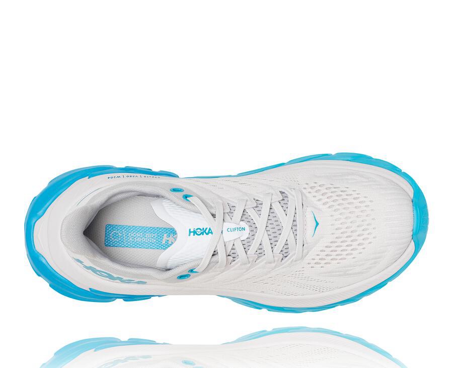 Hoka Australia One One Clifton Edge - Womens Running Shoes White/Blue - CYSGV-0935